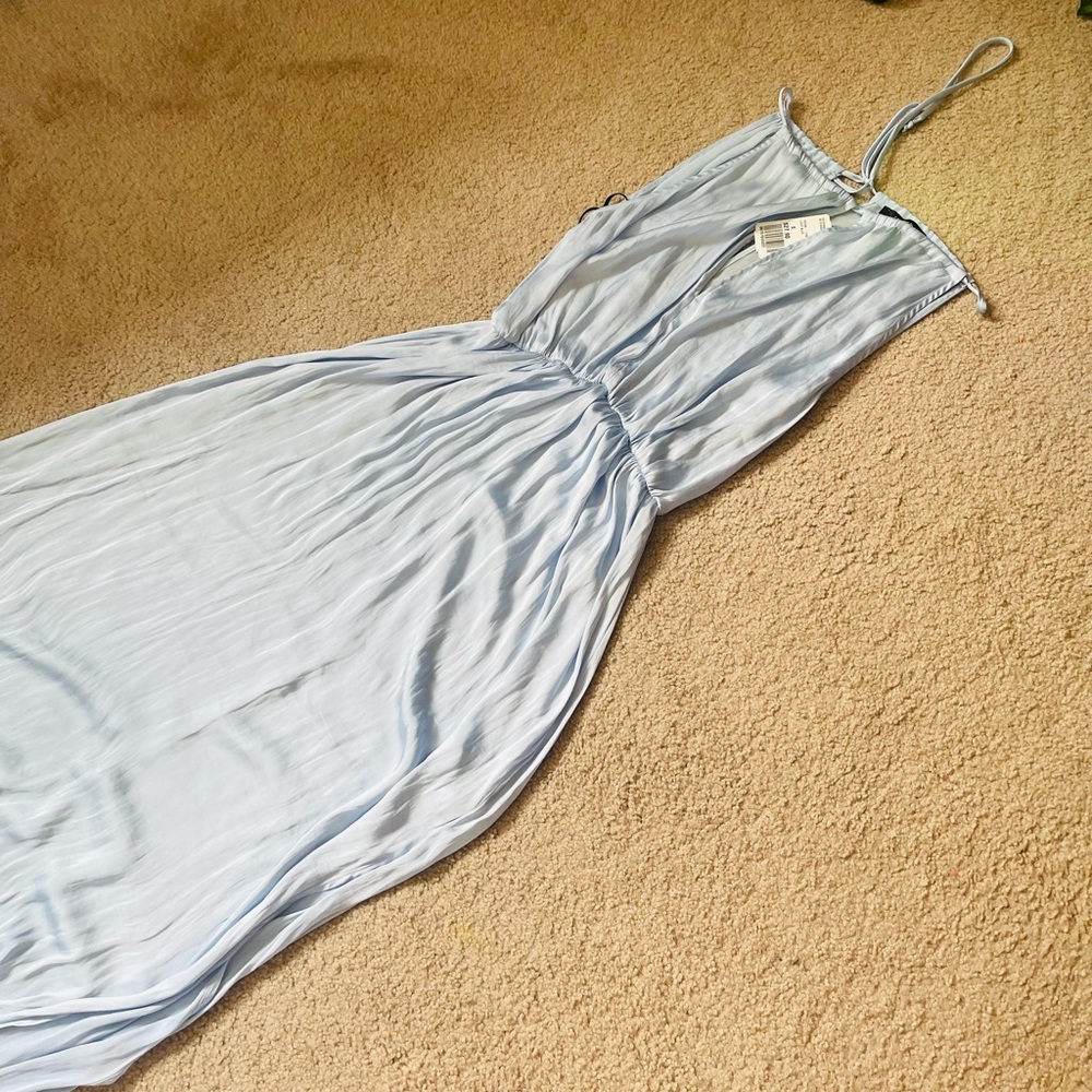 Light Blue Flowy Silk Dress from Forever21